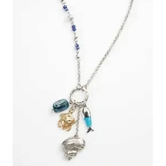 J. Jill Charm Necklace Rising Tides Convertible Turtle Fish Shell Abalone Jade - Picture 13 of 13